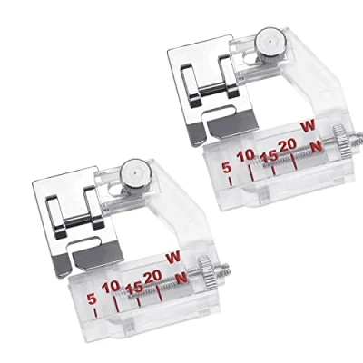 Immagine di Piedino per macchina da cucire,2 PZ sbieco regolabile 5 mm a 20 universale righello adatto Snap on cucito stelo basso Brother, Singer, Janome, Kenmore, Babylock.