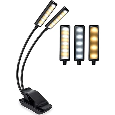 Immagine di CCHKFEI Luce da Lettura,LED Lampada lettura ricaricabile con 18 LED 9 Modalità e 3 Colori clip portatile Dimmerabile Leggio per Musicale libro viaggio