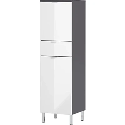 Immagine di GERMANIA DIE MÖBELMACHER GW Mauresa 8532 569 Guardaroba, Frontali Lucidi, Due Porte e Un cassetto, Grafite/Bianco, (L/H/P), 34 x 120 cm