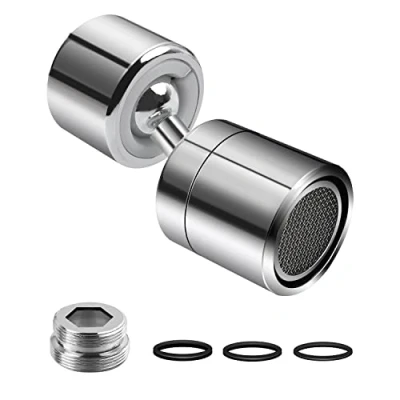 Immagine di Kitchen Sink Tap Aerator Her Kindness 360 Swivel Water Faucet, Dual Angle Changing Freely for Bathroom Taps with M22 External Thread or M24 internal