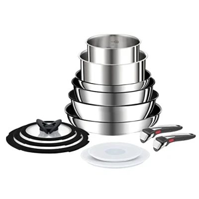Immagine di Tefal Ingenio Preference ON Set di pentole e padelle, 13 pezzi, impilabili, manico rimovibile, salvaspazio, antiaderente, a induzione, in acciaio inox, L9749432
