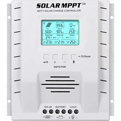 Immagine di OOYCYOO MPPT 60A Regolatore di Carica Solare 24V 12V Auto Max.PV Tensione 100V DC Ingresso per Batteria al Litio NiCd Gel Sigillata Ventilata con LCD Retroilluminato