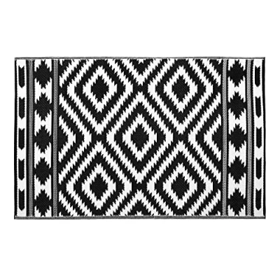 Immagine di JVL Tappeto leggero reversibile in plastica intrecciata per esterni, 120 x 170 cm, azteco