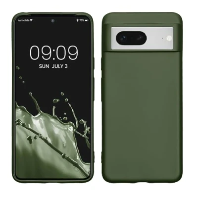 Immagine di kwmobile Custodia Compatibile con Google Pixel 8 Cover Back Case Morbida Protezione in Silicone TPU Effetto Metallizzato verde metallico