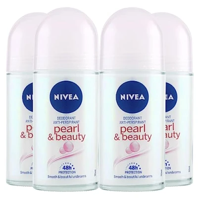 Immagine di NIVEA Pearl &amp; Beauty Deodorante Roll On Antitraspirante 48h Contro Cattivi Odori e Sudore Profumo Delicato Freschezza a Lunga Durata Formula con Tecnologia SkinActive Protection 4 Flaconi da 50ml