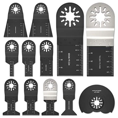 Immagine di Set di 12 lame oscillanti per sega multiuso, accessori utensili oscillanti, Mix Multi Tool Blades Kit levigatura/taglio universale Bosch Fine Multimaster, non starlock