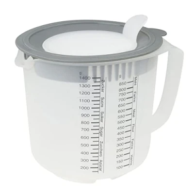 Immagine di Dr.Oetker 1802 Cups and Bowls Brocca Graduata con Coperchio, Plastica, Trasparente/Grogio