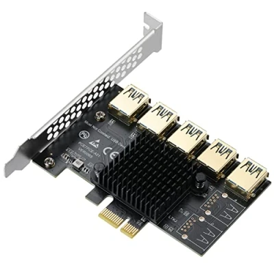 Immagine di MZHOU PCIe da 1 a 5 PCI Express Port, Scheda Riser PCIe, Adattatore USB 3.0 per Dispositivi di Mining Ethereum ETH Bitcoin