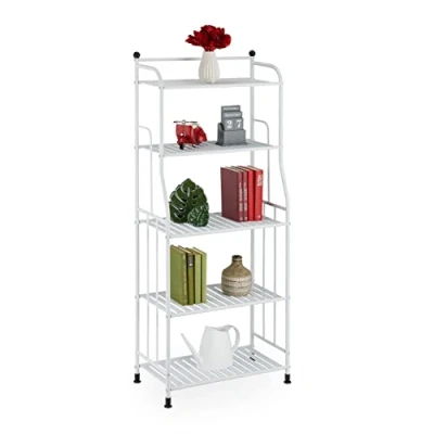 Immagine di Relaxdays Scaffale in Metallo, HxLxP: 133 x 56 28 cm, Mobiletto Cucina e Bagno, 5 Ripiani, Mensole Multiuso, Bianco, Lega di Acciaio