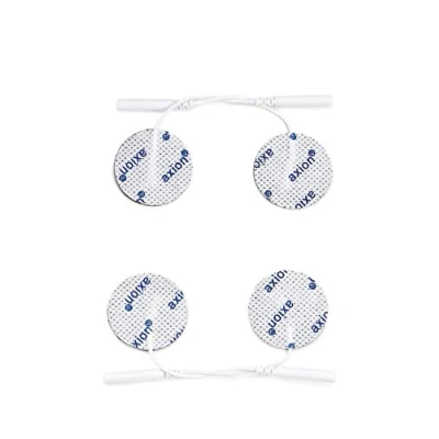 Immagine di 4 Elettrodi pad tondi piccoli 32 mm compatibili con elettrostimolatore TENS e EMS attacco universale a spinotto da 2mm qualità axion Dispositivo medico certificato