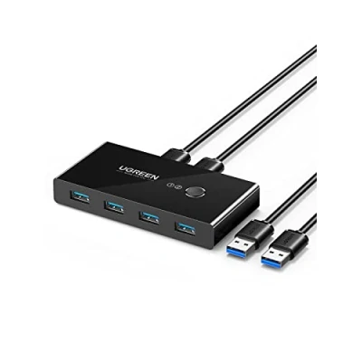 Immagine di UGREEN 4 Porte Switch USB 3.0 2 Ingressi e Uscite Commutatore con Cavi per la Condivisione di Tastiera, Mouse, Unità Flash USB, Hard Disk, Stampanti, Scanner ecc
