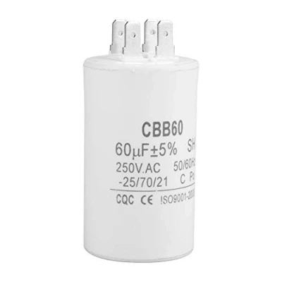 Immagine di motore condensatore, AC 250V 60uF 50 / 60HZ Esegui Condensatore a cilindri cilindrici CBB60 per pompa