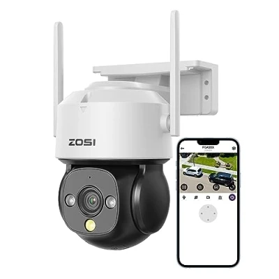 Immagine di ZOSI 4MP Telecamera IP WiFi Esterna, Videocamera Sorveglianza Esterno, Pan 360 Tilt 140, Audio Bidirezionale, Visione Notturna a Colori, Rilevamento di Veicoli/Persone, C290