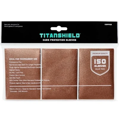Immagine di TitanShield Premium 150 maniche di dimensioni standard per giochi da tavolo Trading Card Sleeves Deck Protector Magic The Gathering MTG, collezione baseball, Lorcana (rame)