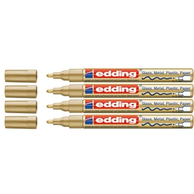 Immagine di Edding 751 Pennarello a punta M, confezione da 4, colore: Oro