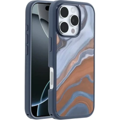 Immagine di OtterBox Cover Symmetry Series MagSafe per iPhone 16 Pro, custodia protettiva sottile antiurto, a prova di caduta, testata 3x vs norme MIL STD 810G, Desert Marble