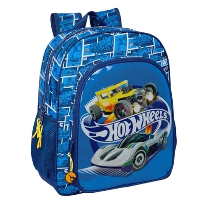 Immagine di HOT WHEELS SONNY Zaino scuola per bambini, adattabile a carrozzina, ideale bambini in età scolastica, comodo e versatile, qualità resistenza, 32 x 12 38 cm, colore Blu navy,