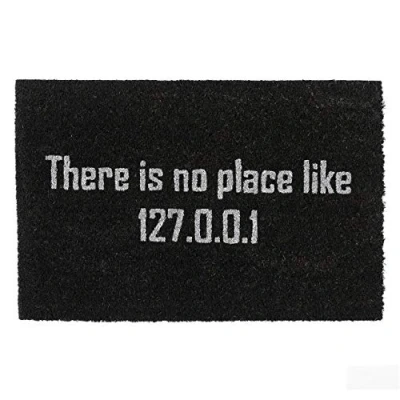 Immagine di relaxdays Zerbino in Fibra di Cocco, Scritta There is no Place like 127.0.0.1&quot; Tappetino Antiscivolo, 60x40 cm, Nero
