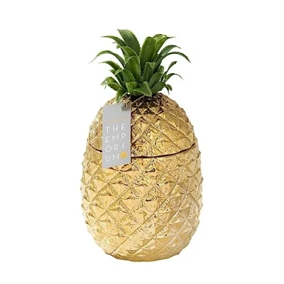 Immagine di Talking Tables Secchiello Ghiaccio a Forma di Ananas Dorato con Coperchio Accessorio da Bar Retrò Contenitore per Cocktail Porta 21,5 x 27 cm