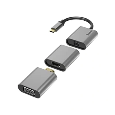 Immagine di Hama 00200306 USB C® / Mini DisplayPort HDMI VGA Adattatore [1x spina 1x Presa DisplayPort, HDMI, VGA] Grigio