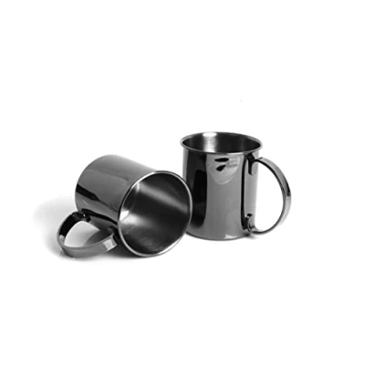 Immagine di ECHTWERK Set di 2 bicchieri in rame infrangibili acciaio inossidabile Ideali per gin, vodka, birra e bevande fredde Confezione regalo Edizione nera 1000 ml