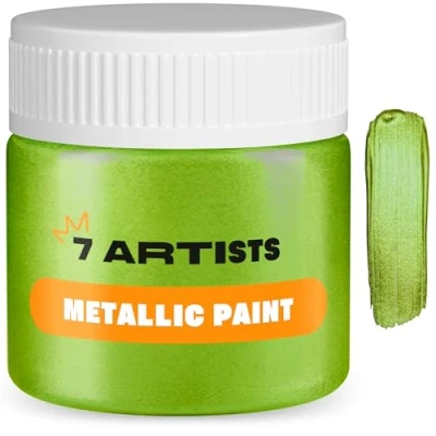 Immagine di 7 Artists Acrilico Verde Metallico 50 ml Colori Acrilici Metallizzati Tempera Metallici Colore Metallizzato Chiaro