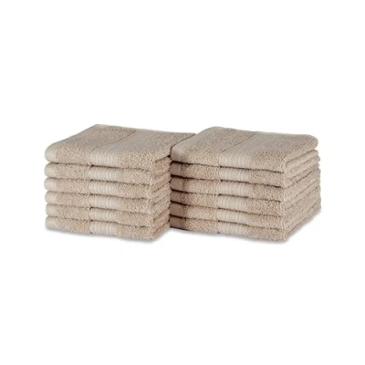 Immagine di Amazon Basics Asciugamano per il viso in cotone biologico, resistenti allo sbiadimento, confezione da 12, 30 x cm, Talpa