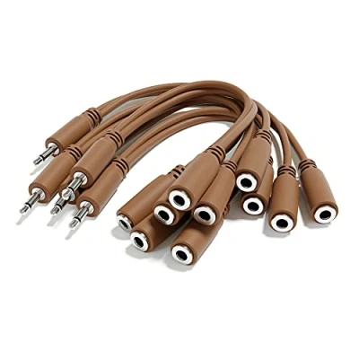 Immagine di ExcelValley 5 Pack Cavi Patch Mono Diviso Y TS 3,5mm 1/8&quot; Eurorack Synth Sintetizzatore [Marrone]