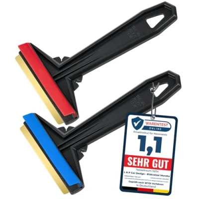 Immagine di Raschietto ghiaccio auto Murska Raschiaghiaccio [ 2 Pezzi ] Ottone molto efficiente e rapidamente Spatola gratta L&amp;P A054 (2 Nero Rosso)