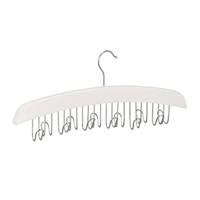 Immagine di relaxdays, Colore: Bianco Gruccia Porta Cinture, per 12 Cinte, Accessorio Appendiabiti in Legno di Loto, 17,5x43x5,5 cm, Argento, Ferro, 1 pz