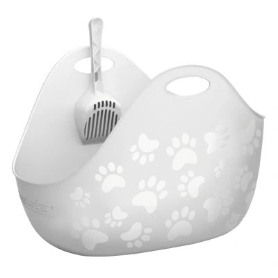 Immagine di Litter Box Contenitore per lettiera, colore: bianco con paletta lettiera