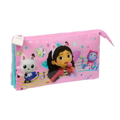 Immagine di Safta GABBY&#039;S Dollhouse Party astuccio triplo, per bambini, ideale bambini in età scolastica, comodo e versatile, qualità resistenza, 22 x 3 12 cm, colore rosa chiaro,