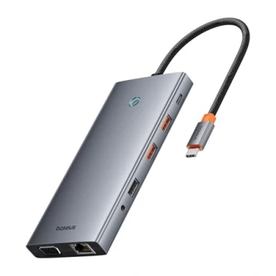 Immagine di Baseus Hub PortalJoy Series 13in1 USB C 2x HDMI / DP VGA A 3.1 2.0 P (USB C, 13 Porti), Docking station + USB, Grigio