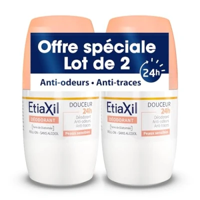 Immagine di ETIAXIL Deodorante Sudorazione bassa Ascelle 24 ore Roll On Made in France 50 ml Confezione da 2
