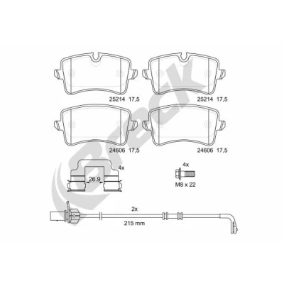 Immagine di BRECK 25214 00 554 10 Kit pastiglie freno AUDI: A4 B8 Avant, A6 C7 A5 Coupe, PORSCHE: Macan