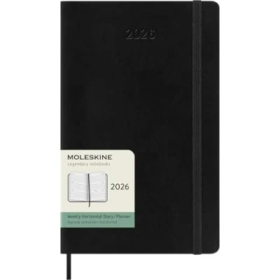 Immagine di Moleskine Weekly Planner, Agenda Settimanale Orizzontale 2026 12 Mesi, Con Copertina Morbida e Chiusura Elastica, Formato Large 13x21, Colore Nero