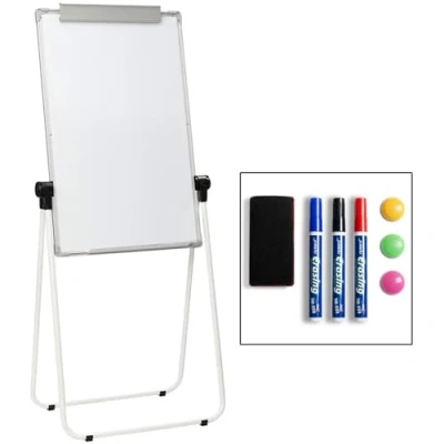 Immagine di DOEWORKS Lavagna Bianca Magnetica U stand/Flipchart Easel, doppi lati supporto cavalletto, altezza regolabile e pieghevole U, 90cm x 60cm, Cornice Grigia