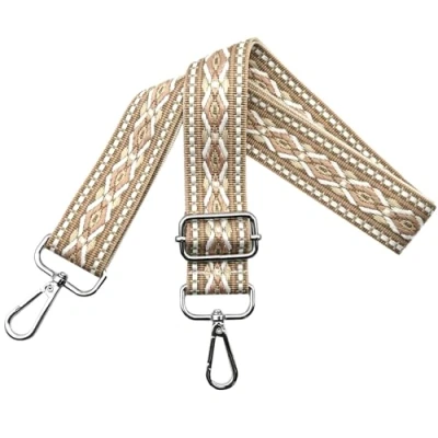Immagine di Tracolla per Borsa Donna Regolabile, Cinghie Colorata, Tracolle Larga 3.8cm con Argento Moschettoni Crossbody Accessori, Bianco Kaki, N3