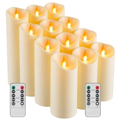 Immagine di Da by candele a LED, batteria che possono essere utilizzate all&#039;aperto. Una lampada candela in plastica come la paraffina. 12pcs