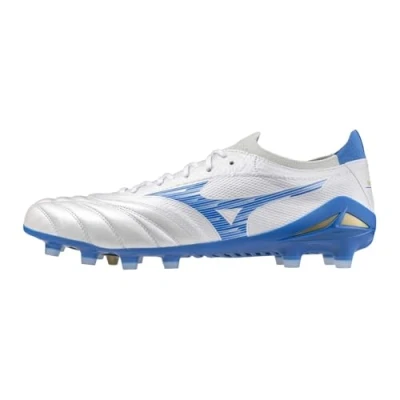 Immagine di Mizuno Morelia NEO IV B Elite RUN ON Scarpe da calcetto con tacchetti, Uomo, Taglia: 43, White/laser blue Pelle / sintetico