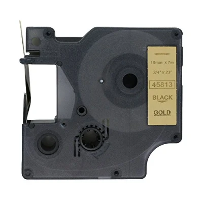 Immagine di BROVACS 1 confezione di nastro nero su oro compatibile per DYMO D1 45813 19 mm 3/4&quot; OPA2313