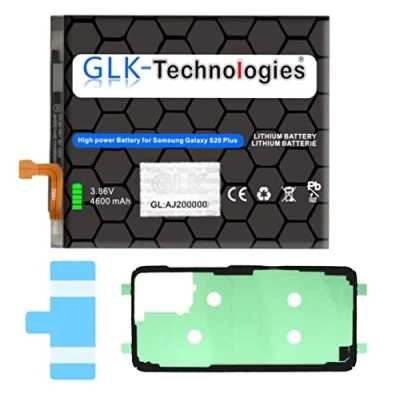 Immagine di batteria di ricambio ad alta potenza, compatibile con Samsung Galaxy S20+ Plus 4G/5G GLK Technologies Battery da 4600 mAh incl. 2 set nastri adesivi NUE