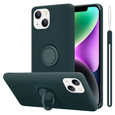 Immagine di Cadorabo Custodia compatibile con Apple iPhone 14 in LIQUID VERDE Coperchio protettivo silicone TPU flessibile anello