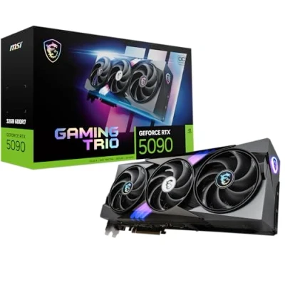 Immagine di MSI NVIDIA GeForce RTX 5090 32G TRIO OC GDDR7 512bit, scheda video con frequenza di boost fino a 2497 MHz, PCIe Gen 5, DLSS 4, 3 porte DP 2.1, 1 porta HDMI formato ATX