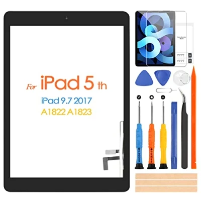 Immagine di ARSSLY Touch Screen per 9.7 2017 A1822 A1823 Digitizer Schermo ipad 5 con Home Buttone, Touchscreen Sostituzione 5th Kit de Riparazione, (Non LCD Display) (Black)