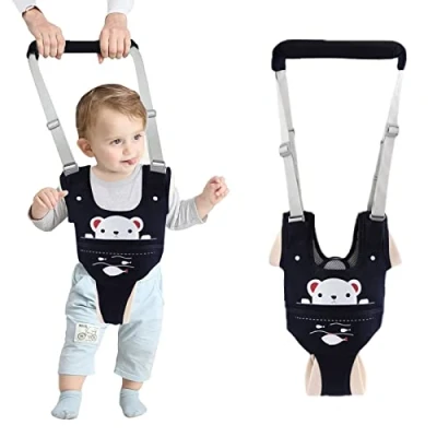 Immagine di Camminare Assistente Per Bambini, IULONEE Baby Walking Helper Maniglia Regolabile Toddler Assistant Imbracatura Bimbo Con Bavaglini 9 24 Mesi (Blu Scuro)