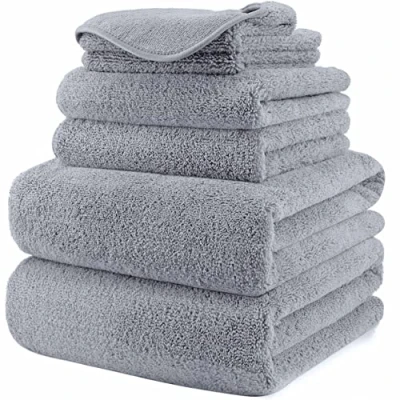 Immagine di Polyte asciugamano bagno in microfibra anti pelucchi ad asciugatura rapida set 6 pezzi (Grigio)