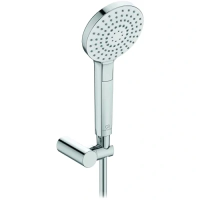 Immagine di Ideal Standard B2239AA Idealrain EVO Round Minikit doccia, con doccetta diametro da 110 mm, tubo flessibile e supporto a muro, cromato