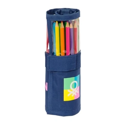 Immagine di Safta BENETTON COOL astuccio arrotolabile utile incluso, per bambini, ideale bambini dai 5 ai 14 anni, comodo e versatile, qualità resistenza, 7 x 20 cm, colore Blu marino, navy,