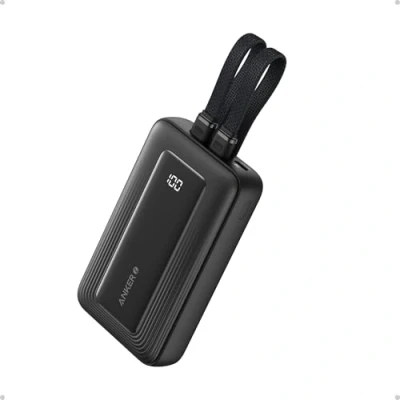 Immagine di Anker Zolo Power Bank, Caricabatterie Portatile Veloce da 10.000mAh, 30W Max con Cavi USB C e Lightning Integrati Certificati MFi, 1C1A per iPhone Serie 16/15/14, MacBook, Galaxy altro ancora